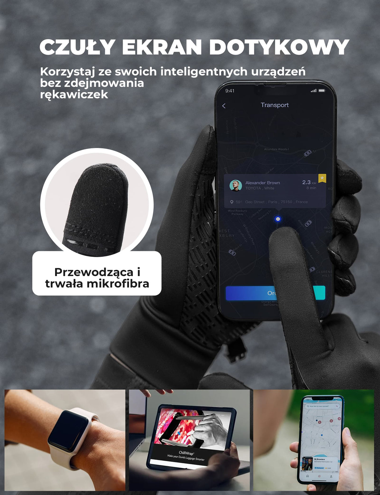 Zimowe Rękawice Rowerowe Z Grafenem Oddychające 5–15°C– S414