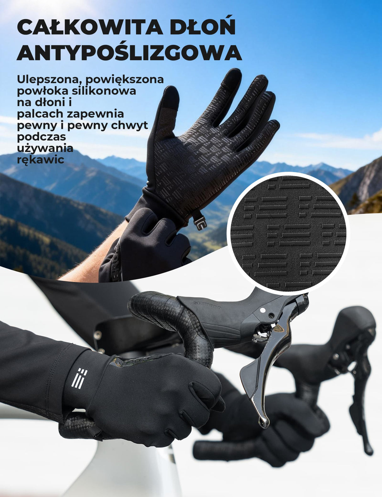 Zimowe Rękawice Rowerowe Z Grafenem Oddychające 5–15°C– S414