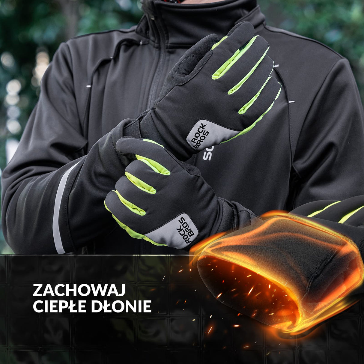 ROCKBROS Rękawiczki Zimowe Rowerowe z Ekranem Dotykowym Wiatroszczelne-S335 Rękawiczki