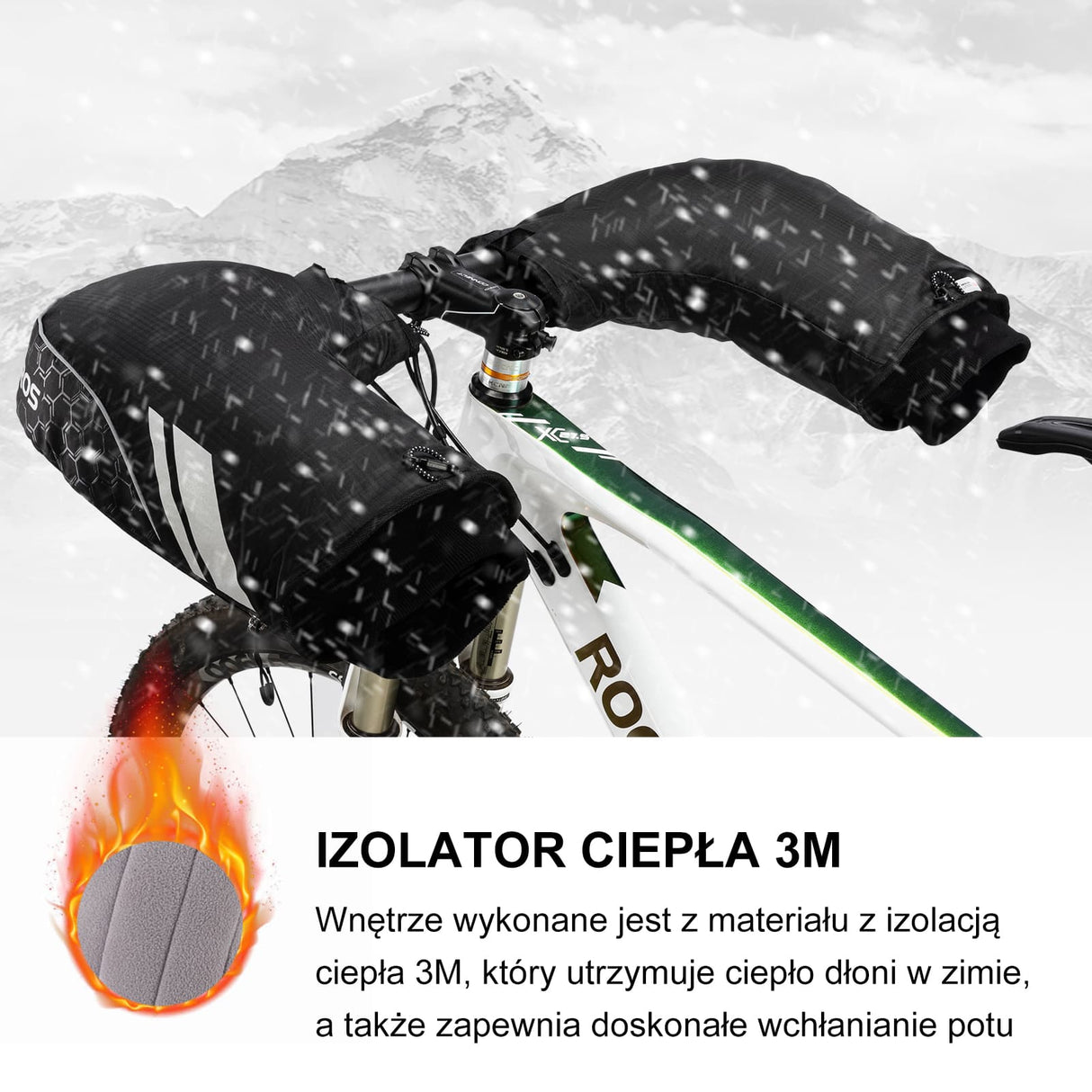 ROCKBROS Rękawice Zimowe na Kierownicę Rowerową Duża Wersja Rękawice na kierownice