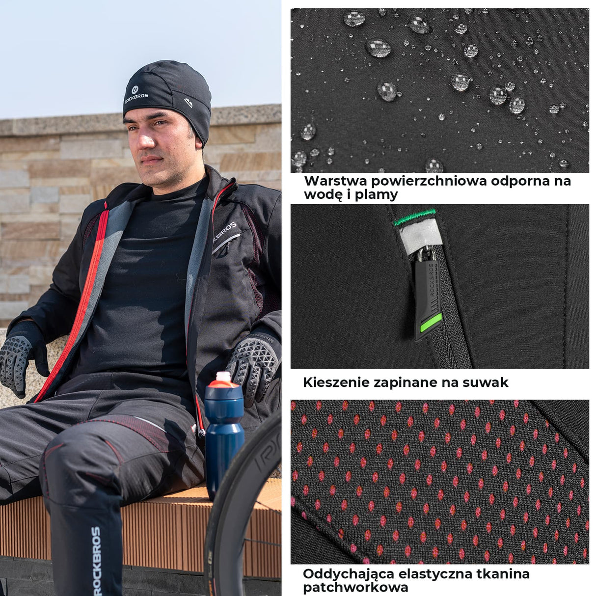 ROCKBROS Spodnie Rowerowe Zimowe Męskie Wiatroszczelny i Wodoodporny-YPK007-1 Spodnie