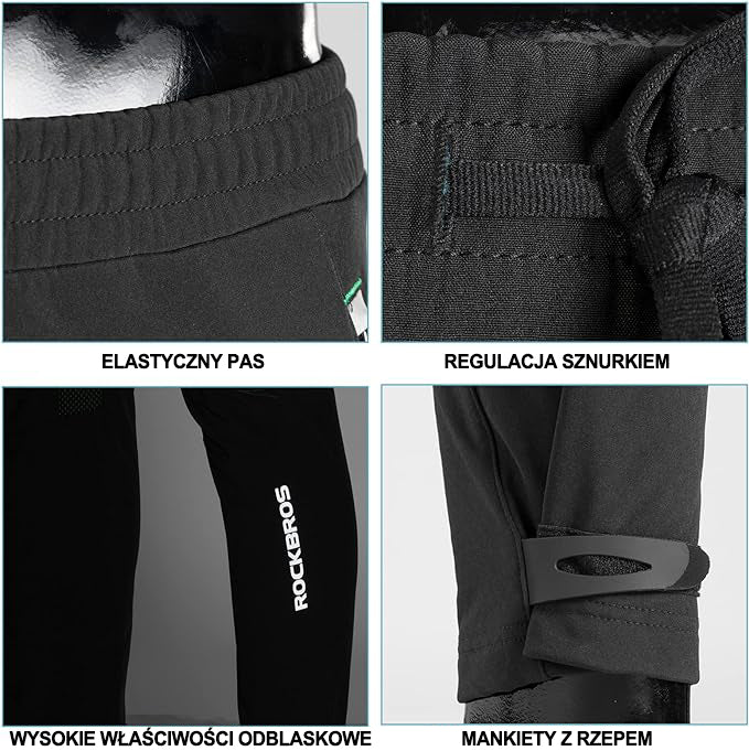 ROCKBROS Spodnie Rowerowe Zimowe Męskie Wiatroszczelny i Wodoodporny-YPK007-1 Spodnie