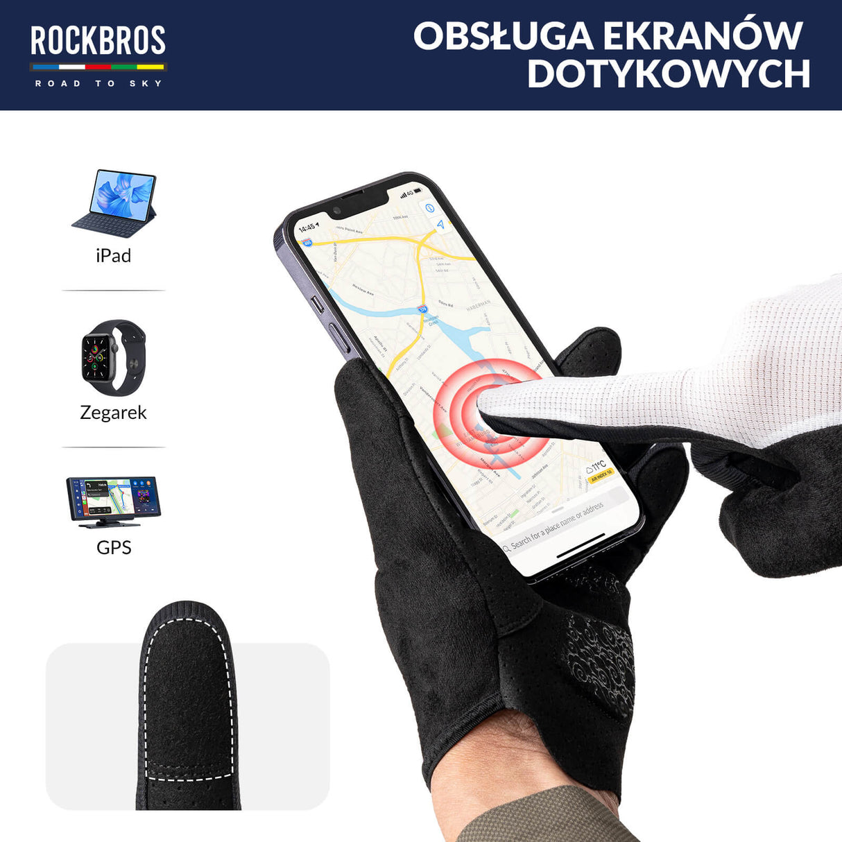 ROCKBROS ROAD TO SKY Rękawiczki Rowerowe Wiosna Lato Kolarskie Dotykowe Oddychające Unisex Rękawiczki