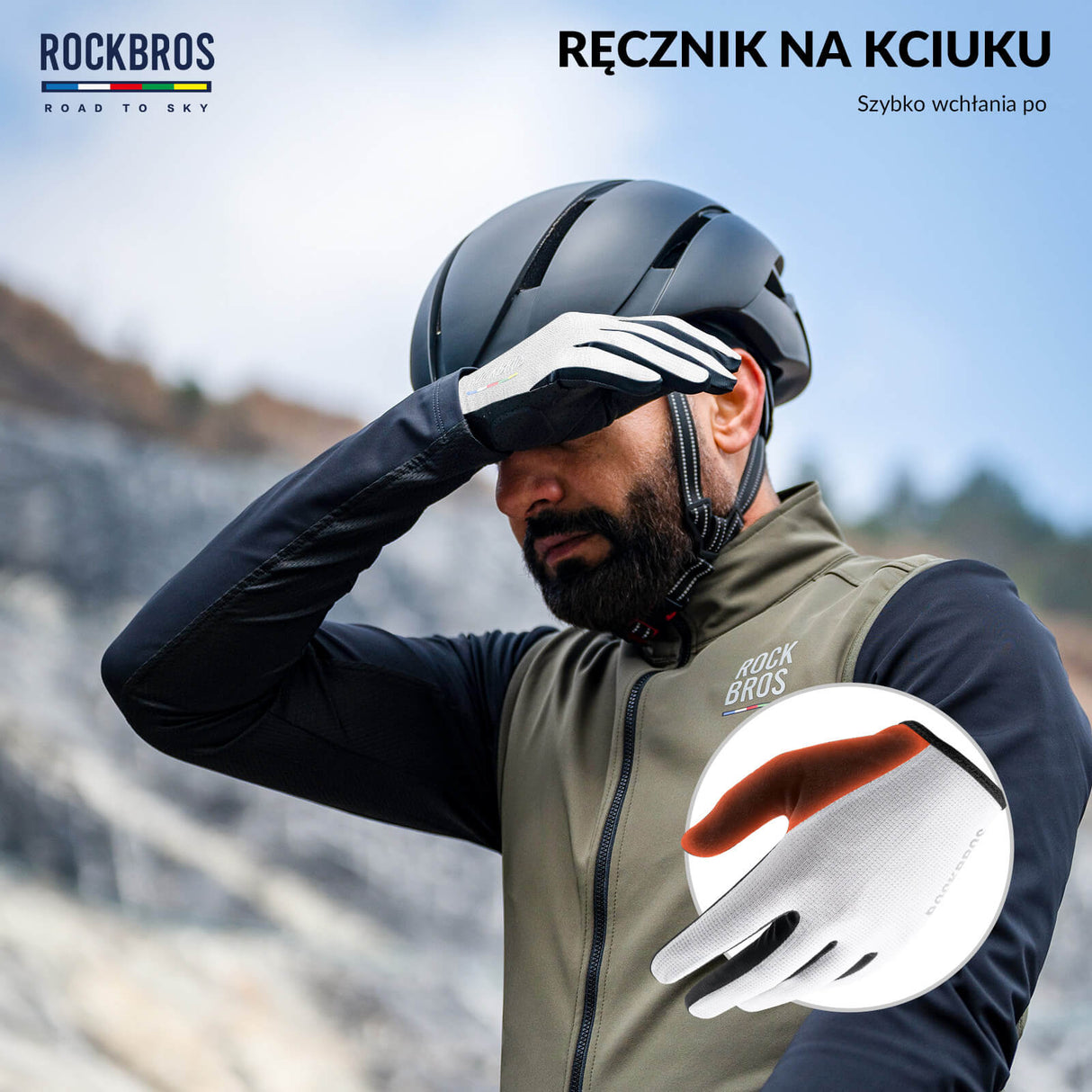 ROCKBROS ROAD TO SKY Rękawiczki Rowerowe Wiosna Lato Kolarskie Dotykowe Oddychające Unisex Rękawiczki