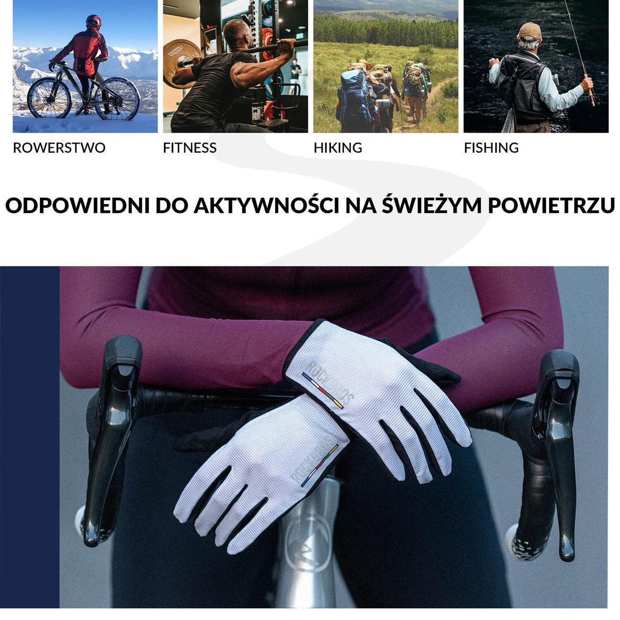 ROCKBROS ROAD TO SKY Rękawiczki Rowerowe Wiosna Lato Kolarskie Dotykowe Oddychające Unisex Rękawiczki