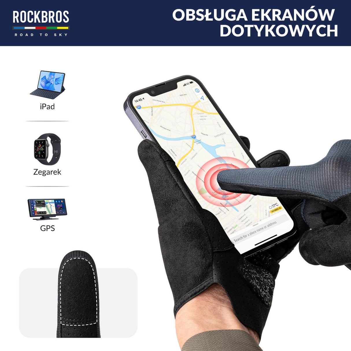 ROCKBROS ROAD TO SKY Rękawiczki Rowerowe Wiosna Lato Kolarskie Dotykowe Oddychające Unisex Rękawiczki