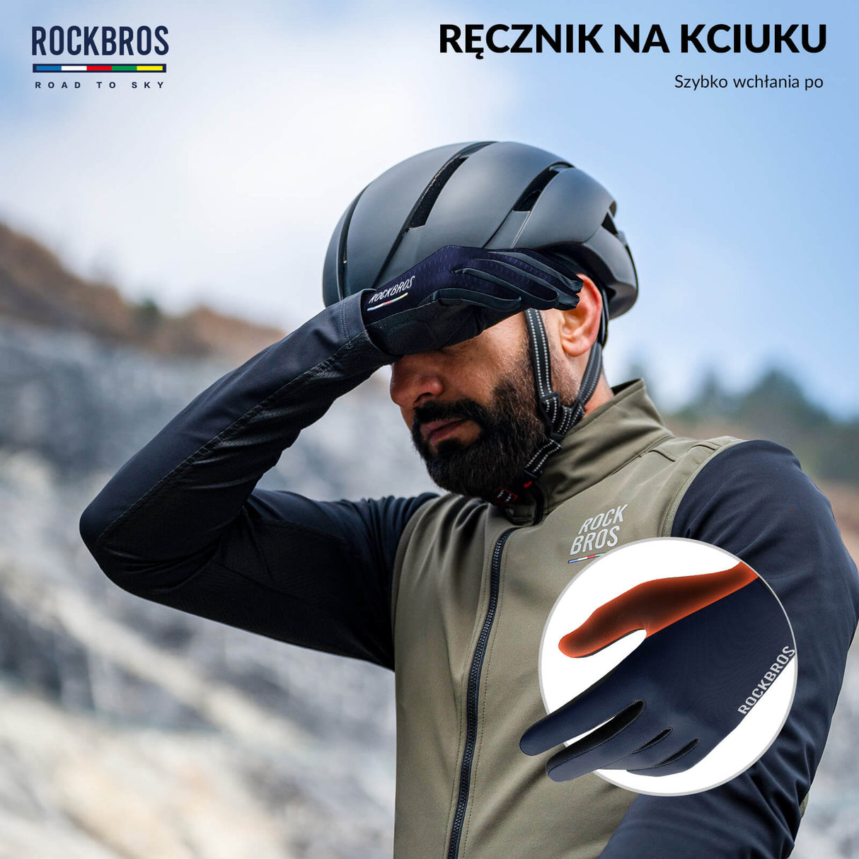 ROCKBROS ROAD TO SKY Rękawiczki Rowerowe Wiosna Lato Kolarskie Dotykowe Oddychające Unisex Rękawiczki