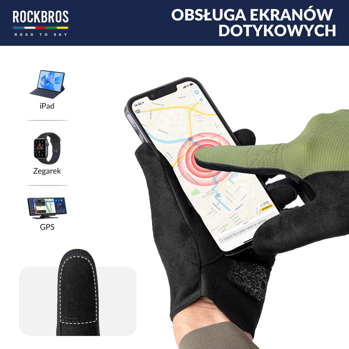 ROCKBROS ROAD TO SKY Rękawiczki Rowerowe Wiosna Lato Kolarskie Dotykowe Oddychające Unisex Rękawiczki