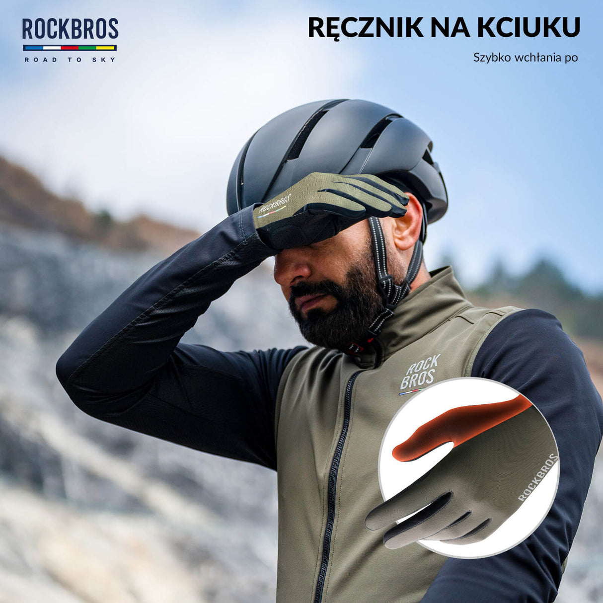 ROCKBROS ROAD TO SKY Rękawiczki Rowerowe Wiosna Lato Kolarskie Dotykowe Oddychające Unisex Rękawiczki