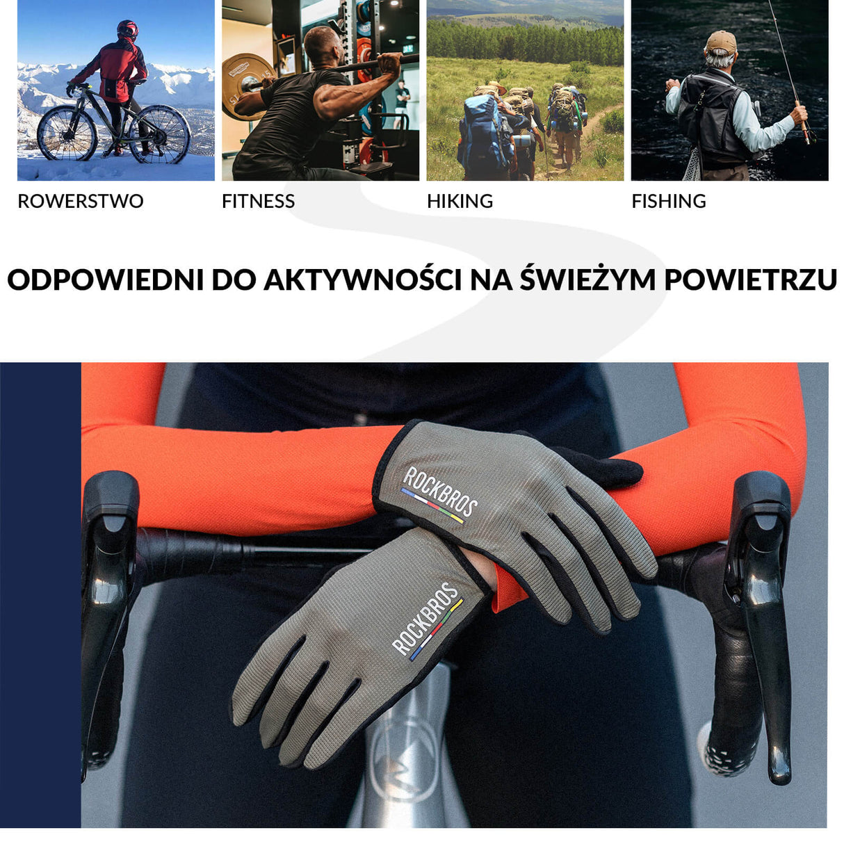 ROCKBROS ROAD TO SKY Rękawiczki Rowerowe Wiosna Lato Kolarskie Dotykowe Oddychające Unisex Rękawiczki