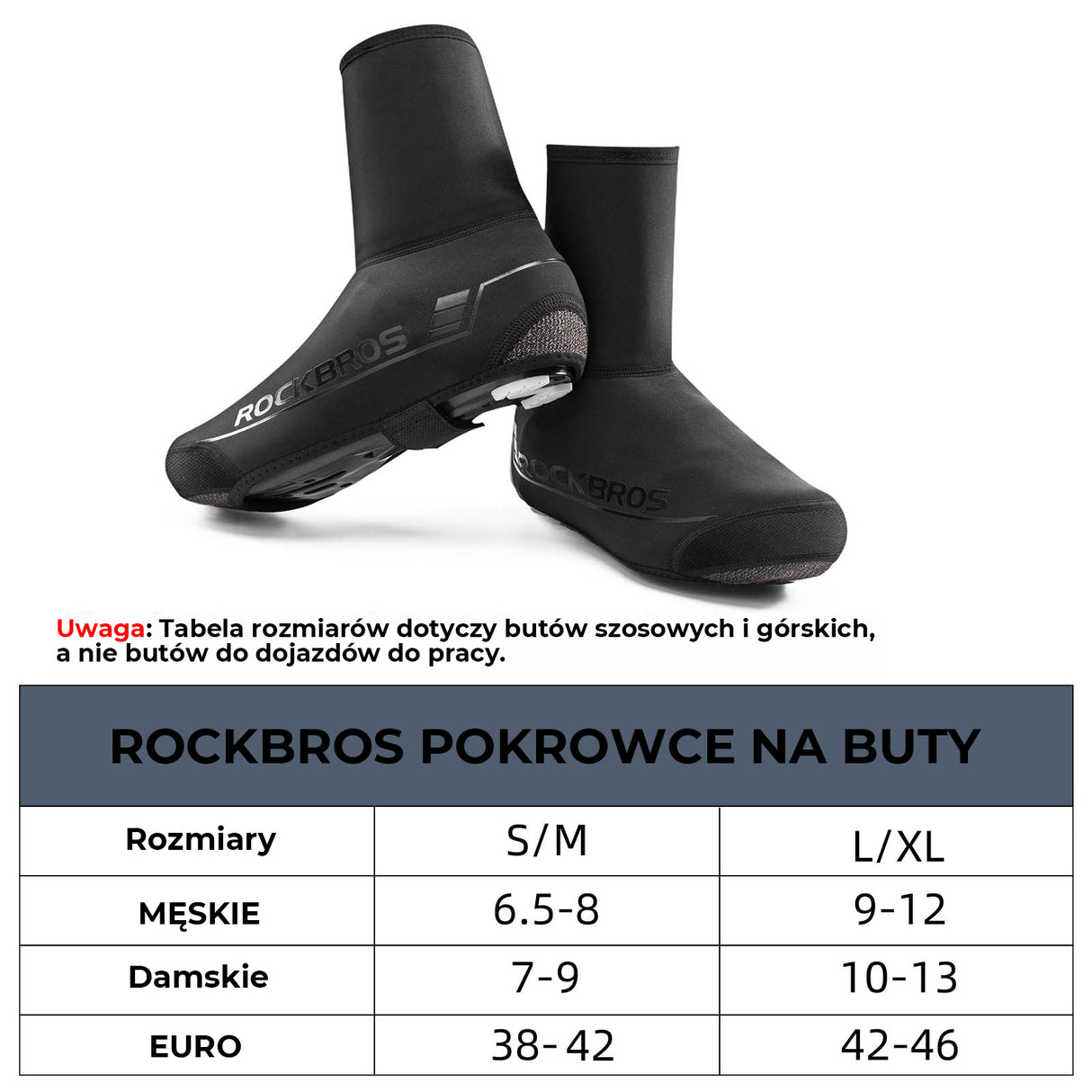 ROCKBROS Ocieplacze na Palce Wysokie Odblaskowe Zimowe Ochraniacze na buty