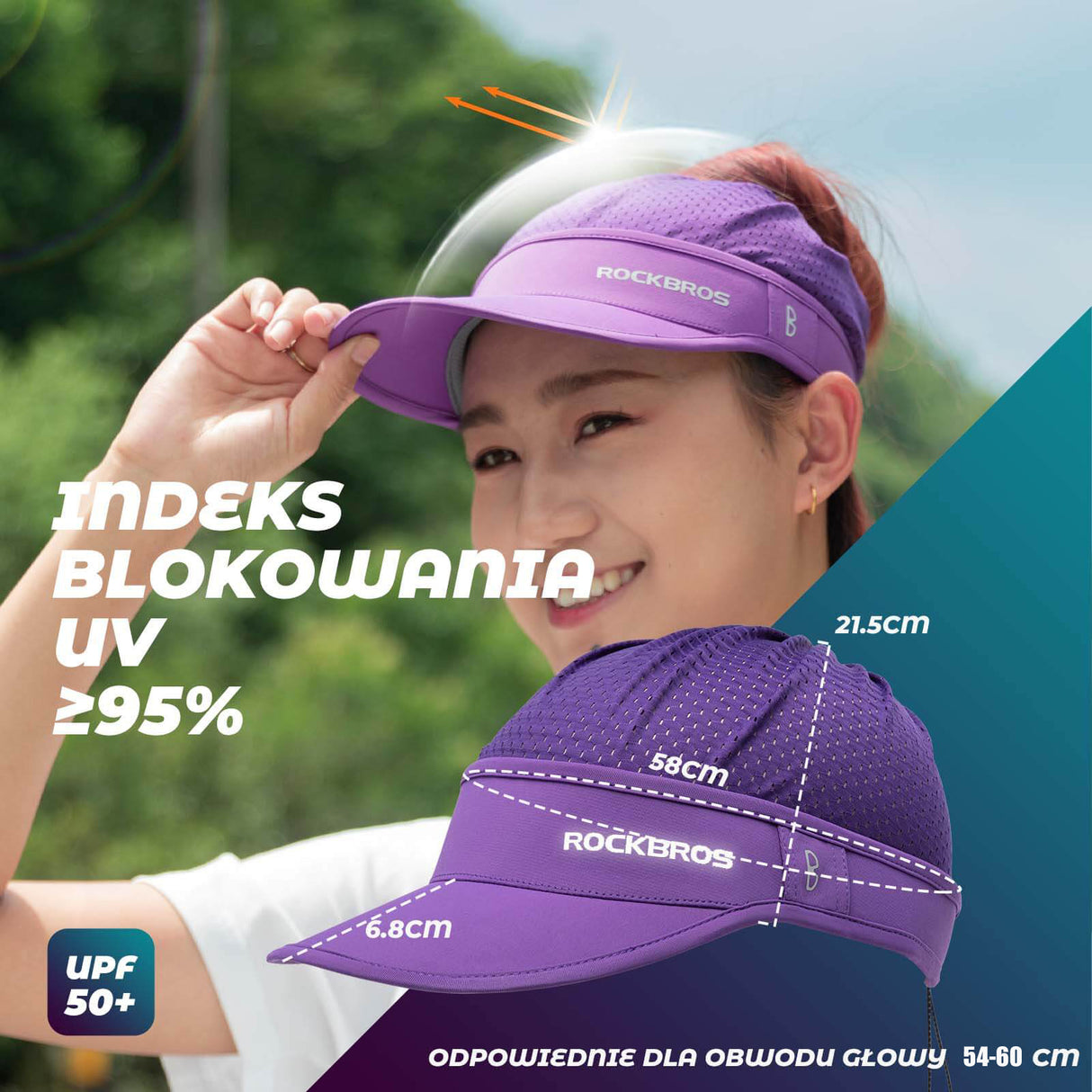 ROCKBROS Czapka z Daszkiem Przeciwsłoneczna z Ochroną UV UPF50+ Uniwersalna Czapki