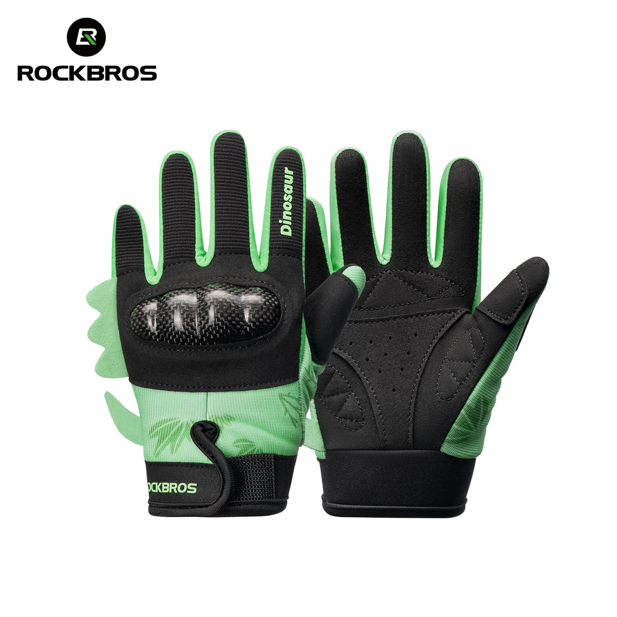 ROCKBROS Dziecięce Rękawiczki Ochronne-S393 RękawiczkiZielony S (szerokość dłoni 7.4-7.7)