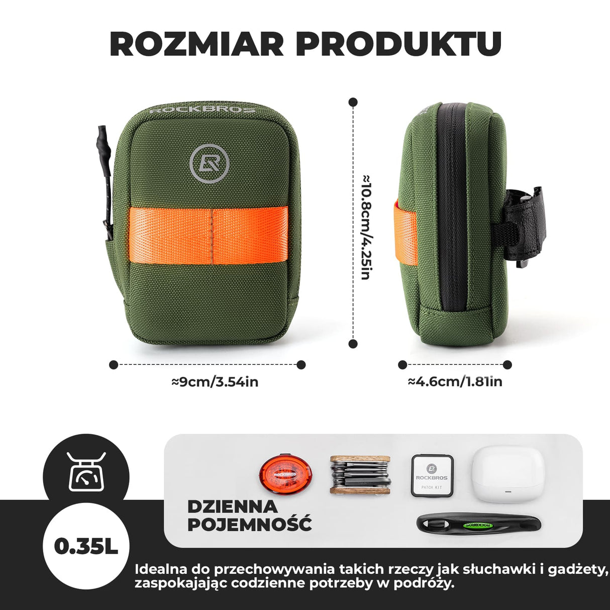 ROCKBROS Kompaktowa Torba Podsiodłowa 0,35 L - F006 Torby podsiodłowe