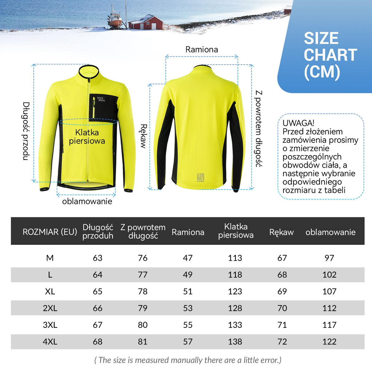 ROCKBROS Kurtka Rowerowa Zimowa z Polarem Wiatroszczelna, Ciepła-YPW056 Zestawy odzieży