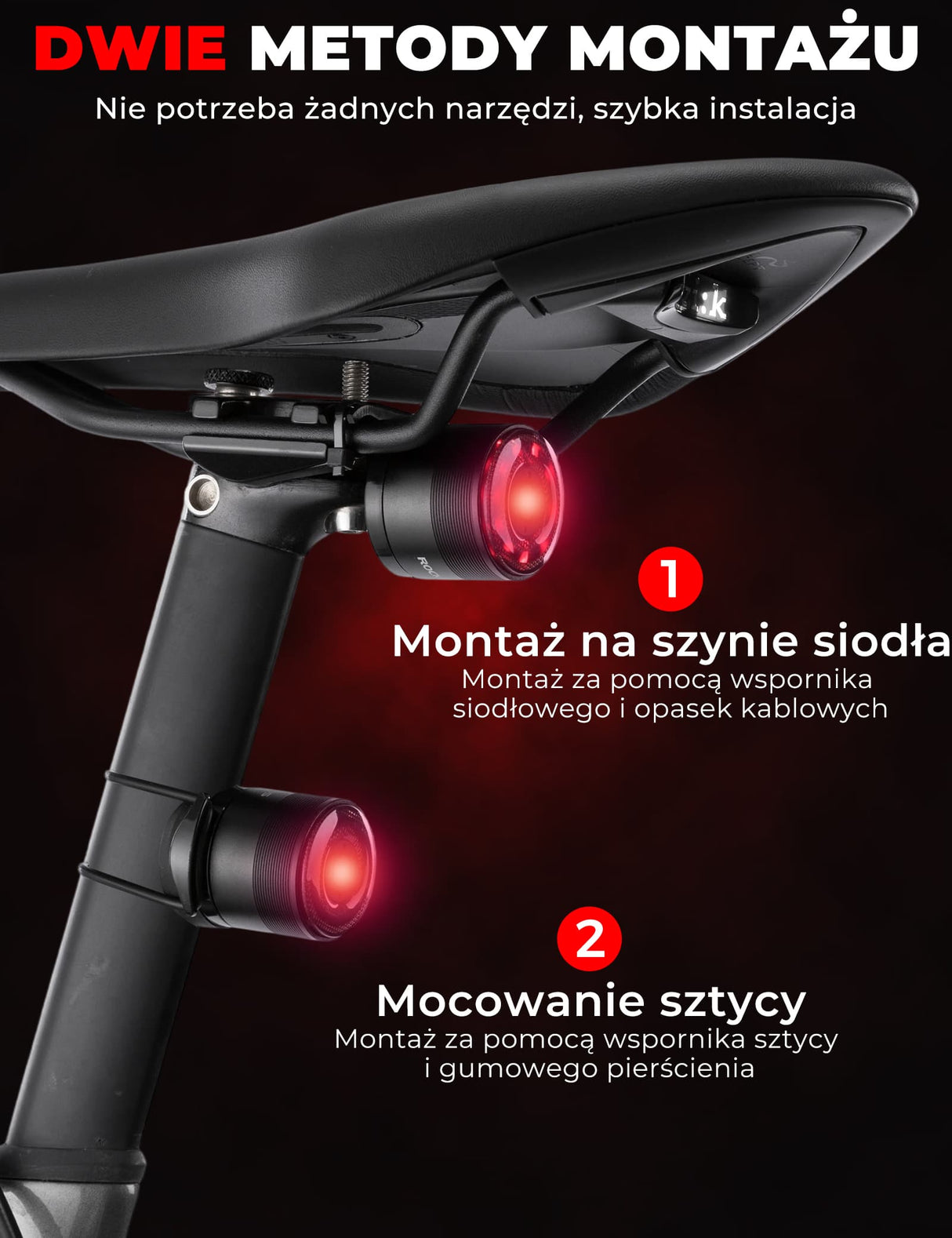 ROCKBROS Q1 Ultra Kolorowe Światło Tylne IPX6 Światła rowerowe