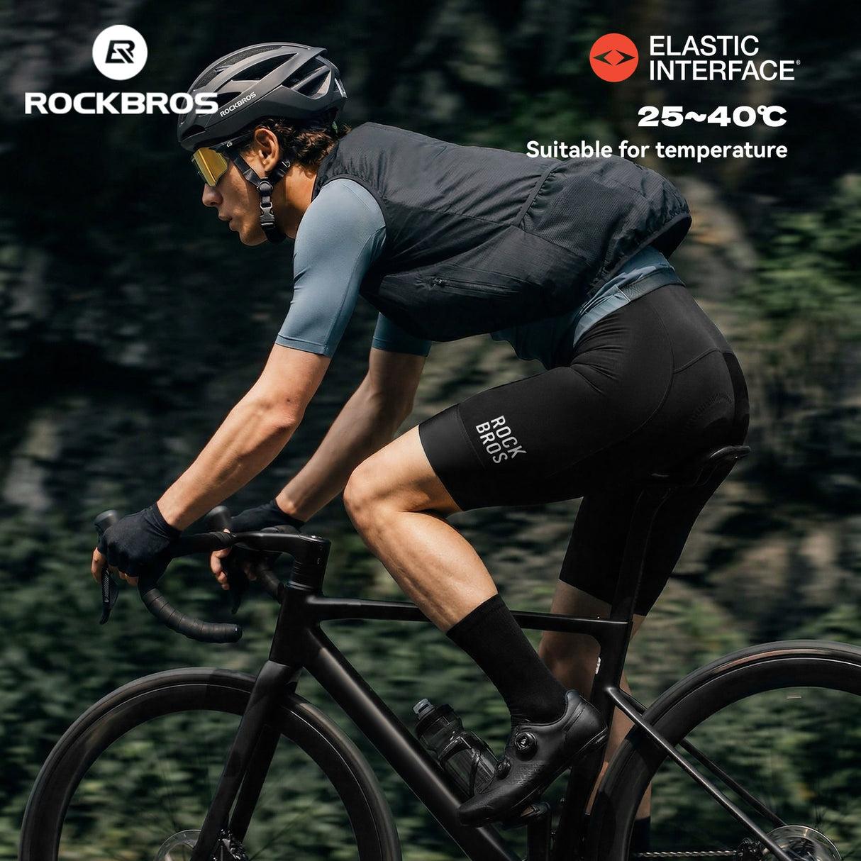ROCKBROS Męskie Spodenki Rowerowe Na Szelkach Z Wkładką Elastic Interface® - YDDK018 Spodenki z szelkami