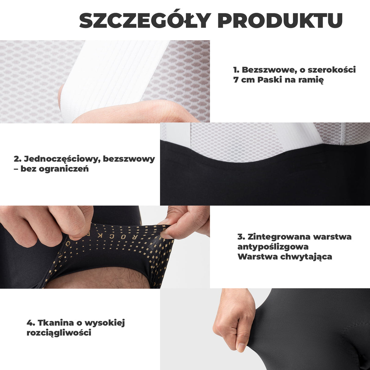 ROCKBROS Męskie Spodenki Rowerowe Z Szelkami, Oddychające Amortyzujące I Wyściełane-YDDK008 Spodnie rowerowe na szelkach