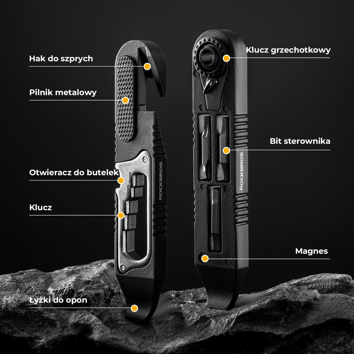 ROCKBROS Zestaw Narzędzi Rowerowych 16 W 1 Mini Tool Łyżki Do Opon Z Kluczem Z Grzechotką Narzędzia do naprawy roweru