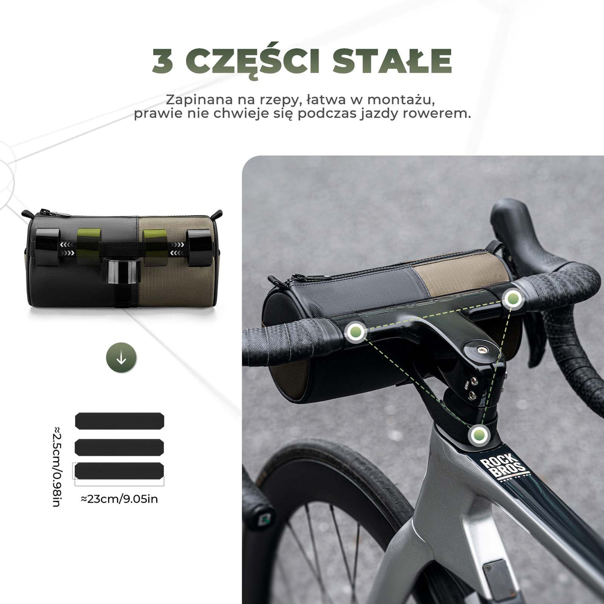 ROCKBROS Odblaskowa Torba na Kierownicę z Paskiem 1,7 L Torby na kierownicę