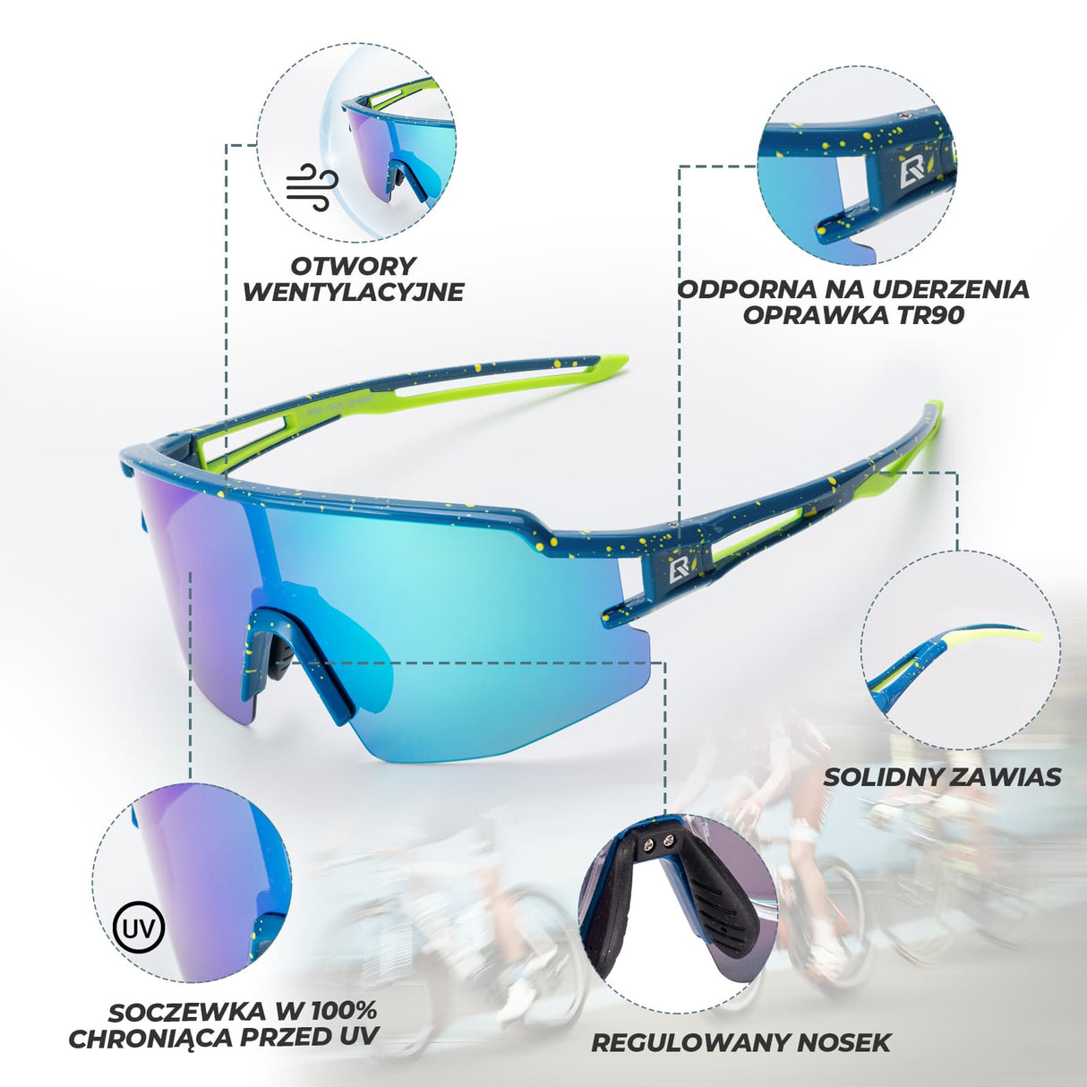 ROCKBROS Okulary Polaryzacyjne Kolarskie UV Gogle Rowerowe Sportowe-SP204 Okulary i gogle