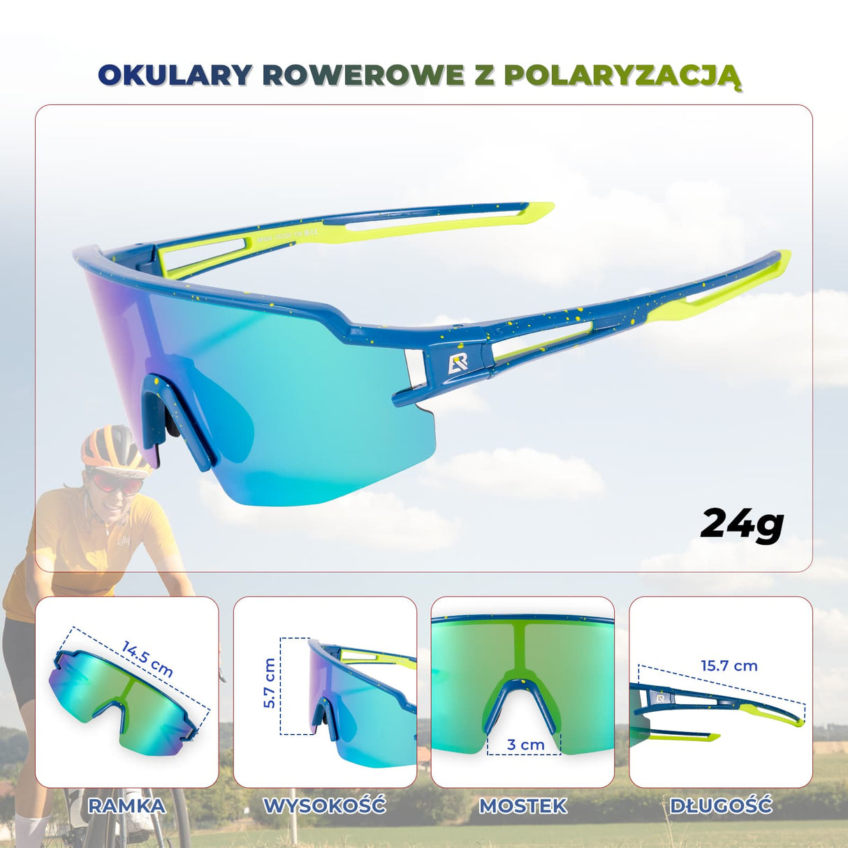 ROCKBROS Okulary Polaryzacyjne Kolarskie UV Gogle Rowerowe Sportowe-SP204 Okulary i gogle