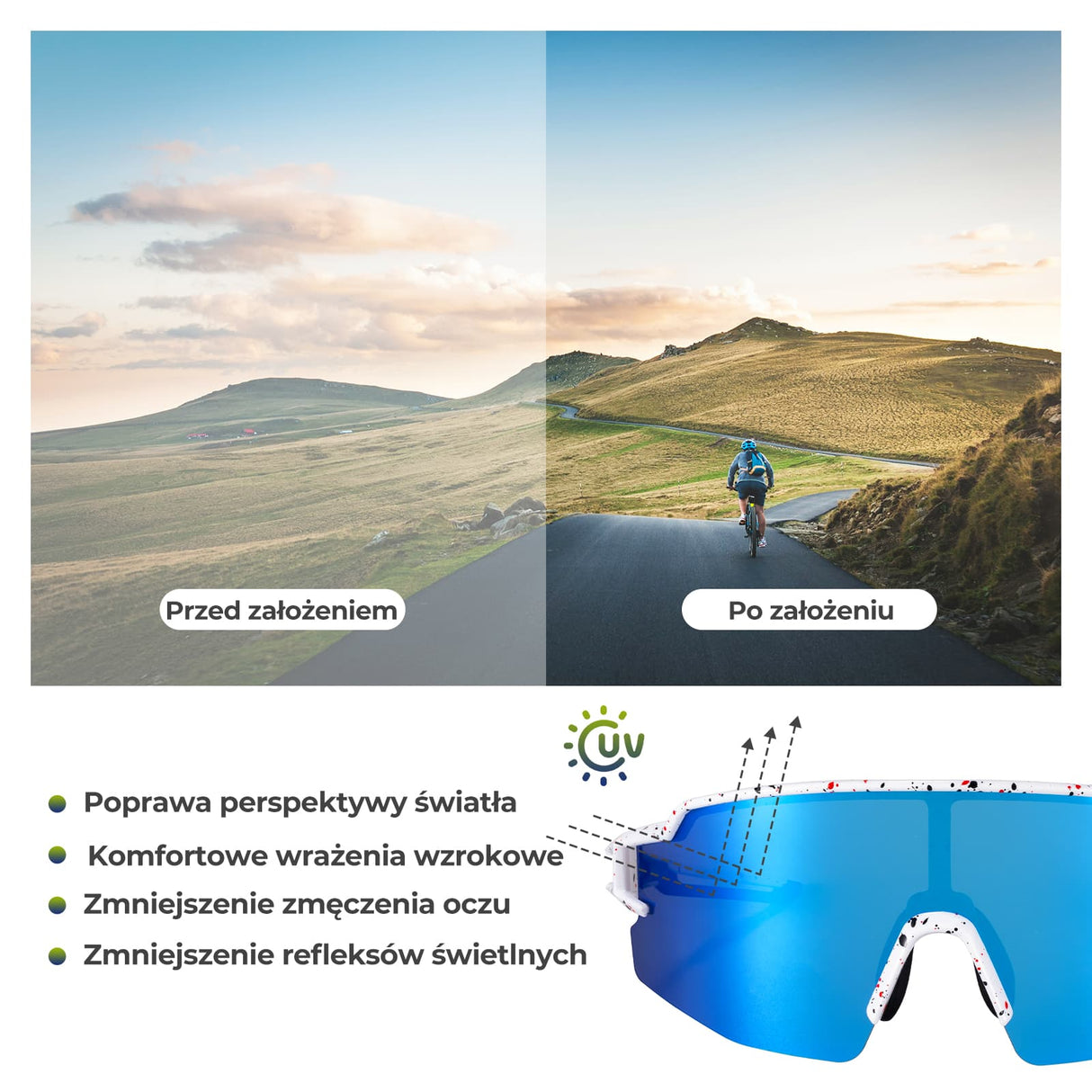 ROCKBROS Okulary Polaryzacyjne Kolarskie UV Gogle Rowerowe Sportowe-SP204 Okulary i gogle