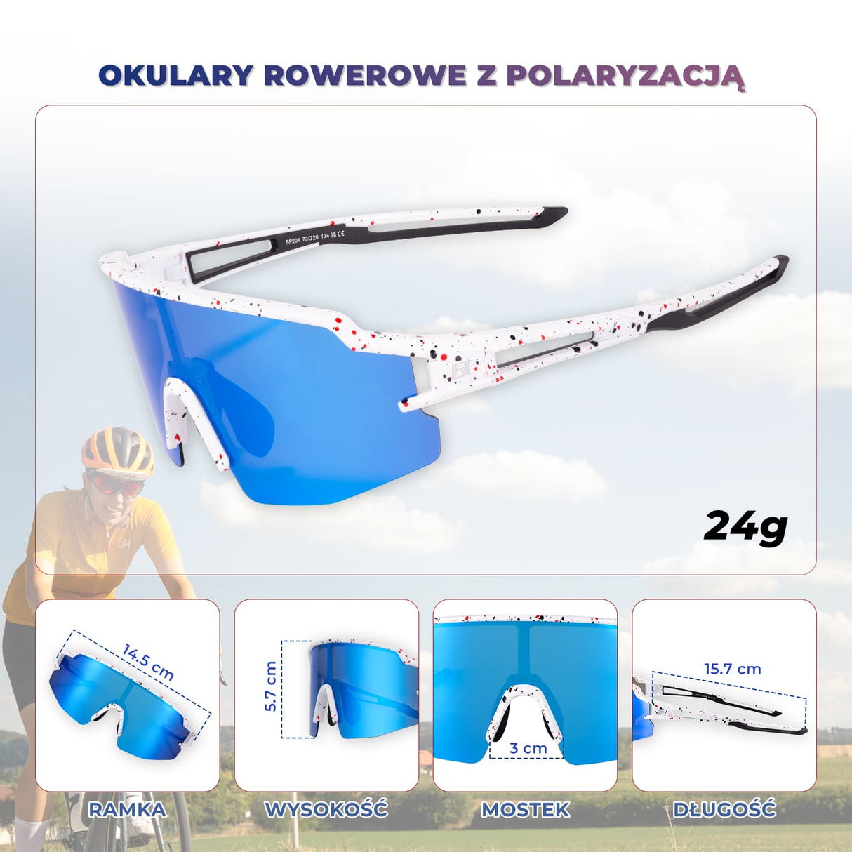 ROCKBROS Okulary Polaryzacyjne Kolarskie UV Gogle Rowerowe Sportowe-SP204 Okulary i gogle