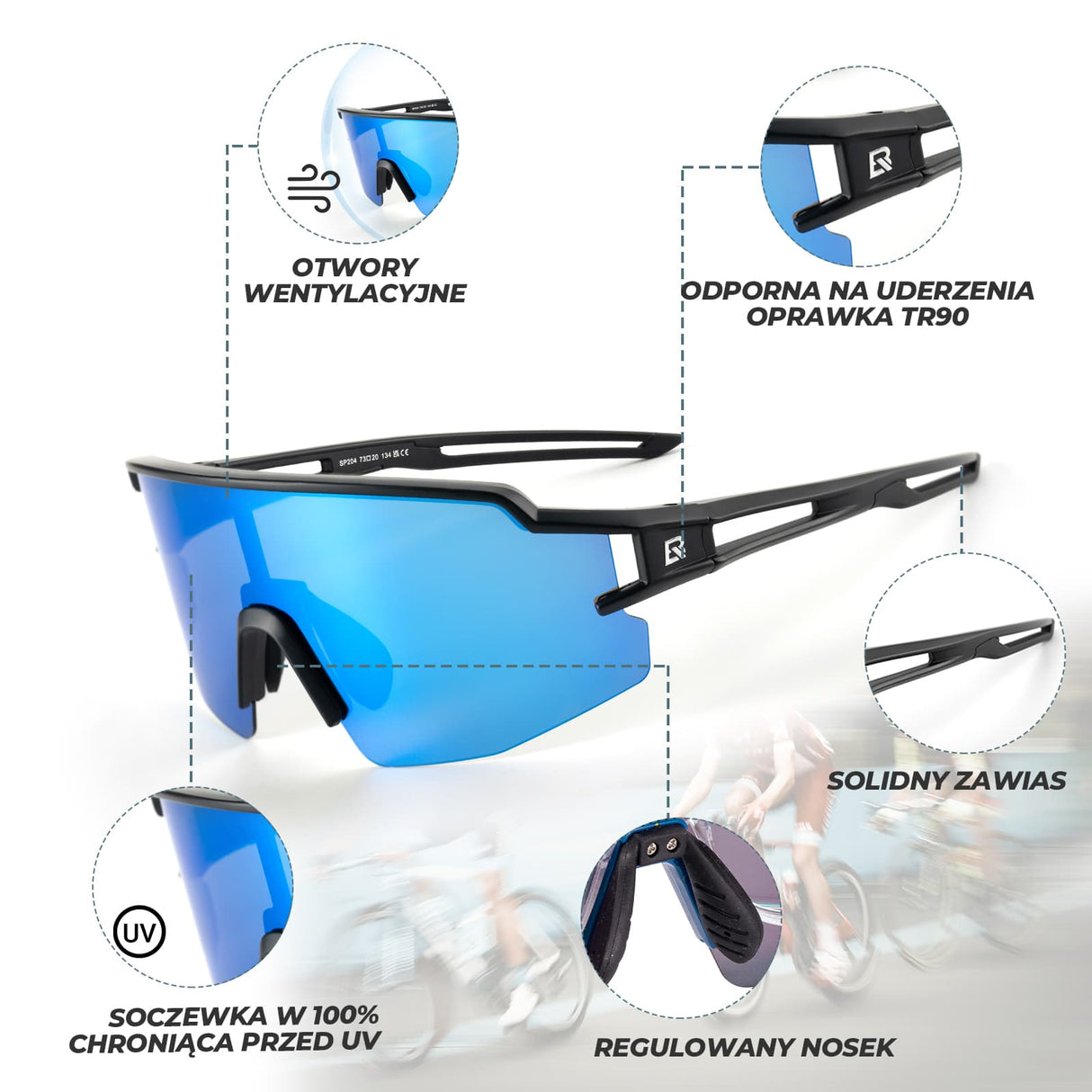 ROCKBROS Okulary Polaryzacyjne Kolarskie UV Gogle Rowerowe Sportowe-SP204 Okulary i gogle
