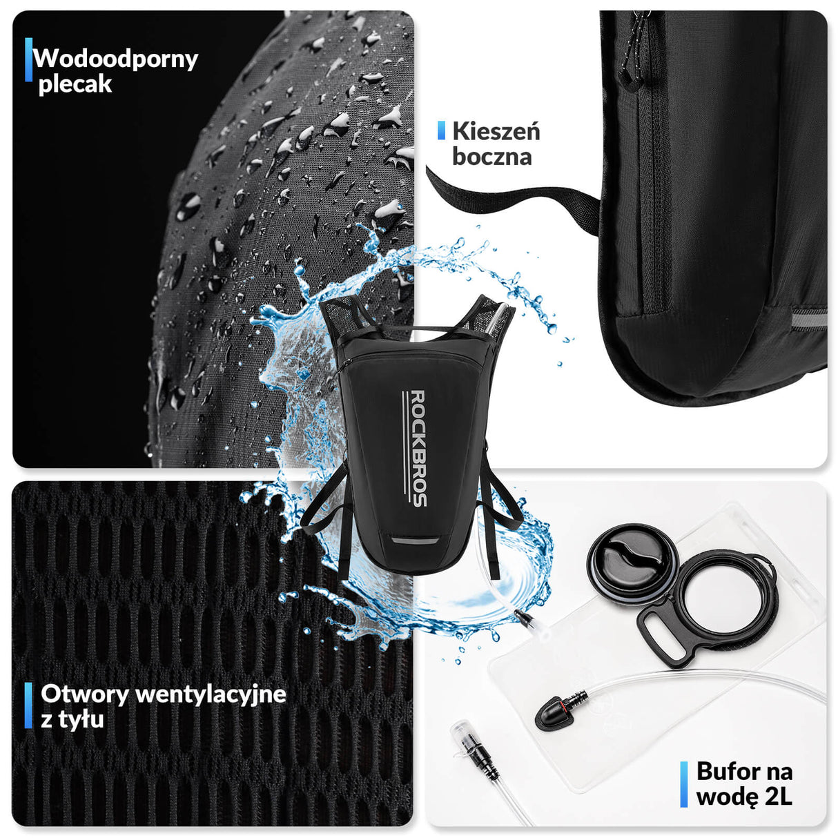 ROCKBROS Plecak z Wbudowanym Workiem na Wodę 2L -H32 Plecaki