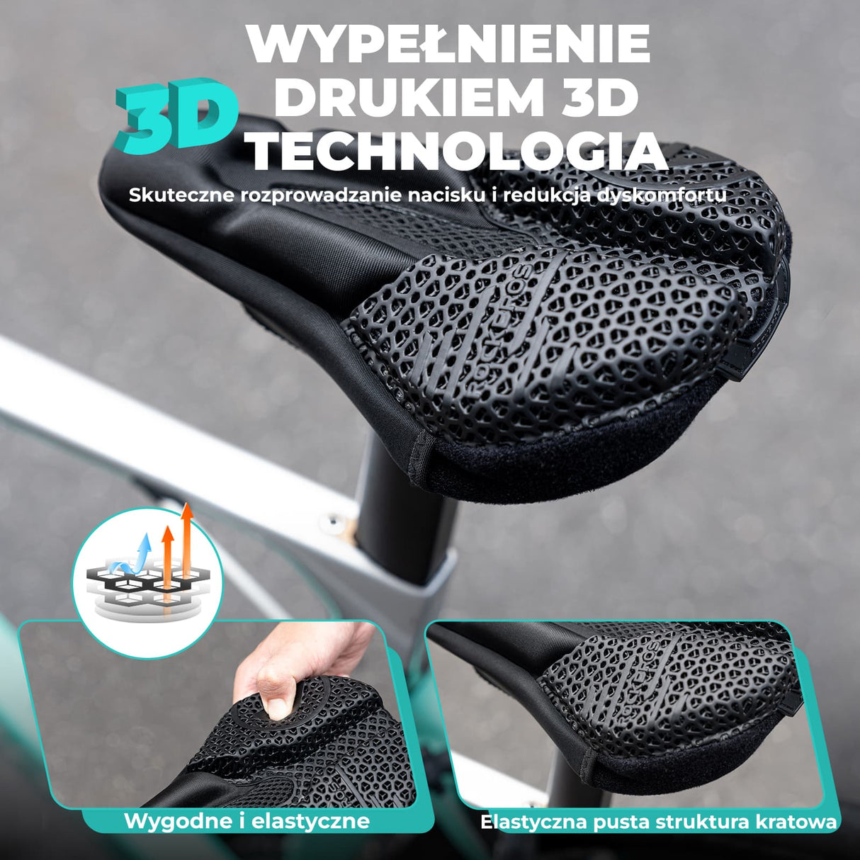 ROCKBROS Pokrowiec na Siodełko 3D Memory Foam, Wygoda i Amortyzacja-LF2493 Nakładki na siodełka