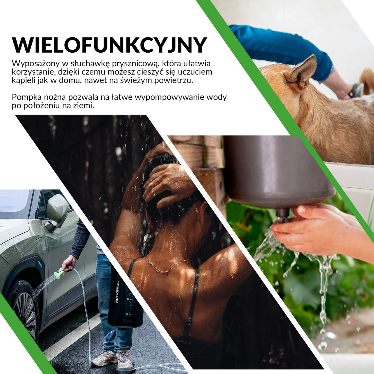 ROCKBROS Prysznic Kempingowy z Pompą i Słuchawką Prysznicową -AS-099 Prysznic kempingowy