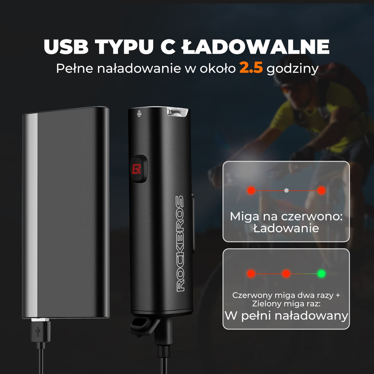 Lampka Rowerowa Przednia 1800lm - JHL1800