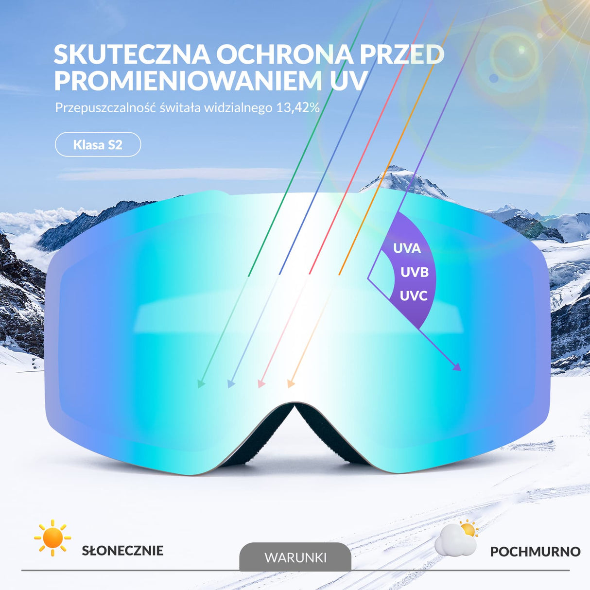 Qunature Qunature Gogle Narciarskie Bezramkowe Dla Mężczyzn I Kobiet Przeciwmgielną-Q23-007 Gogle narciarskie