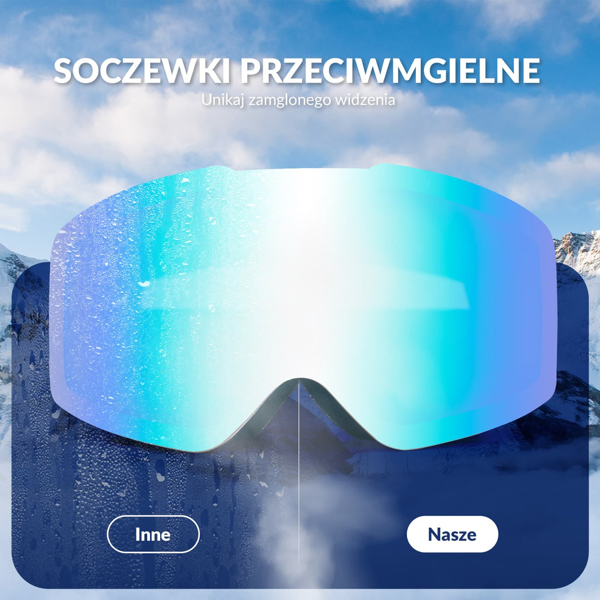 Qunature Qunature Gogle Narciarskie Bezramkowe Dla Mężczyzn I Kobiet Przeciwmgielną-Q23-007 Gogle narciarskie