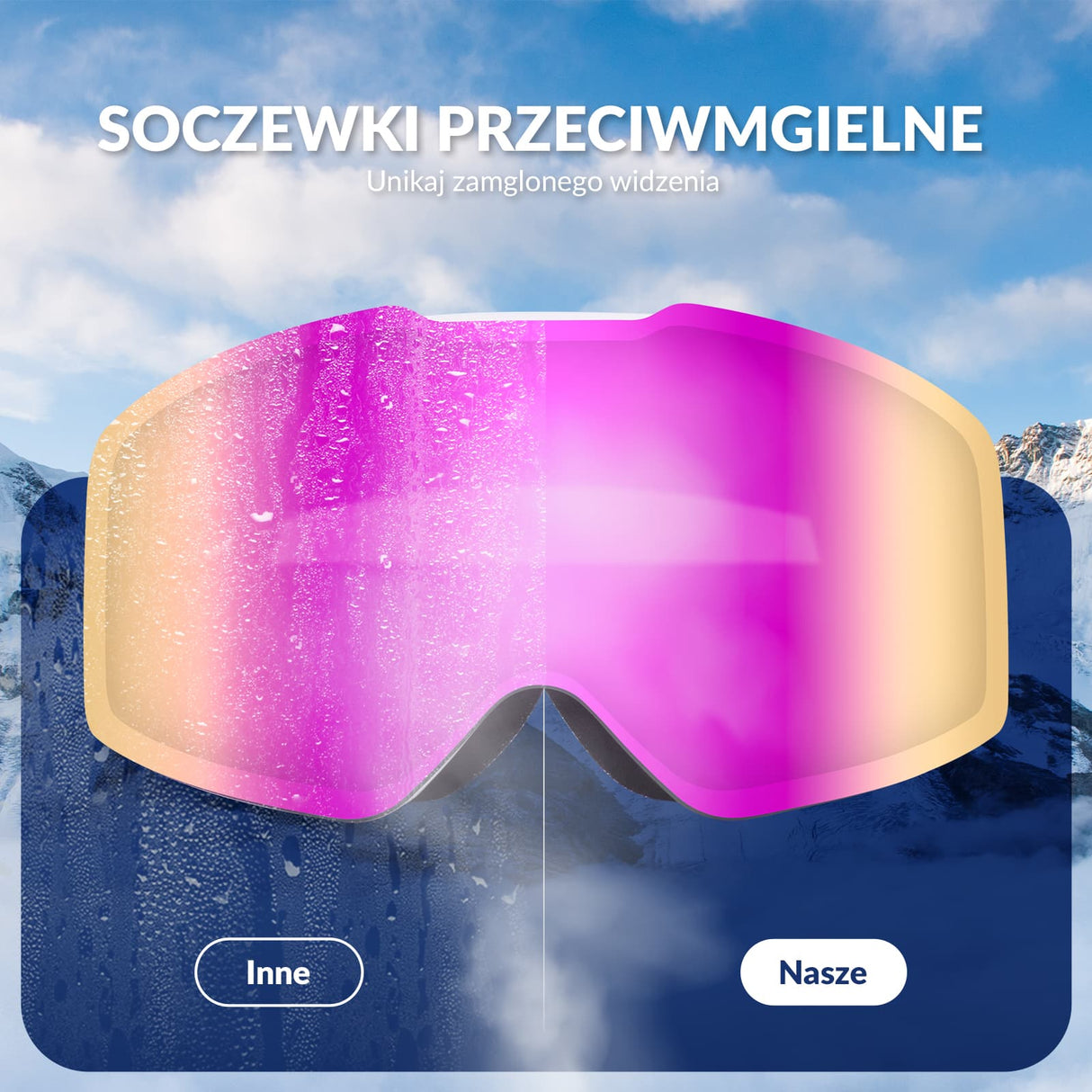 Qunature Qunature Gogle Narciarskie Bezramkowe Dla Mężczyzn I Kobiet Przeciwmgielną-Q23-007 Gogle narciarskie