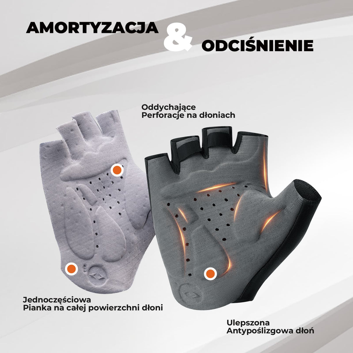 ROAD TO SKY ROAD TO SKY Wygodne, Amortyzujące Rękawiczki Rowerowe Z Półpalcami-TLS005 Rękawiczki