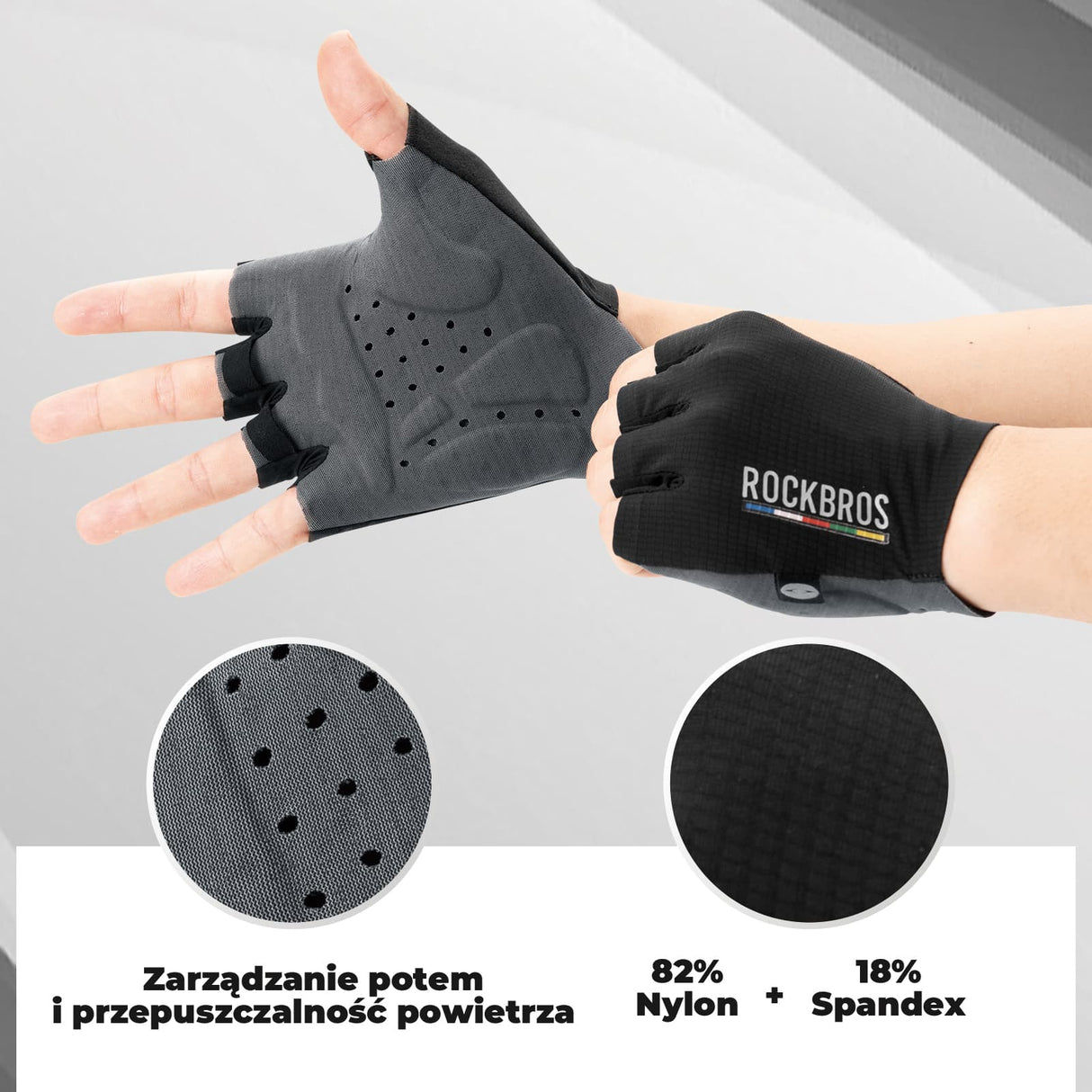 ROAD TO SKY ROAD TO SKY Wygodne, Amortyzujące Rękawiczki Rowerowe Z Półpalcami-TLS005 Rękawiczki