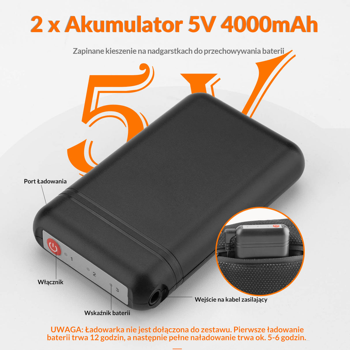 ROCKBROS Rękawiczki Rowerowe Zimowe Podgrzewane Akumulator 5V Unisex M-XL Rękawiczki