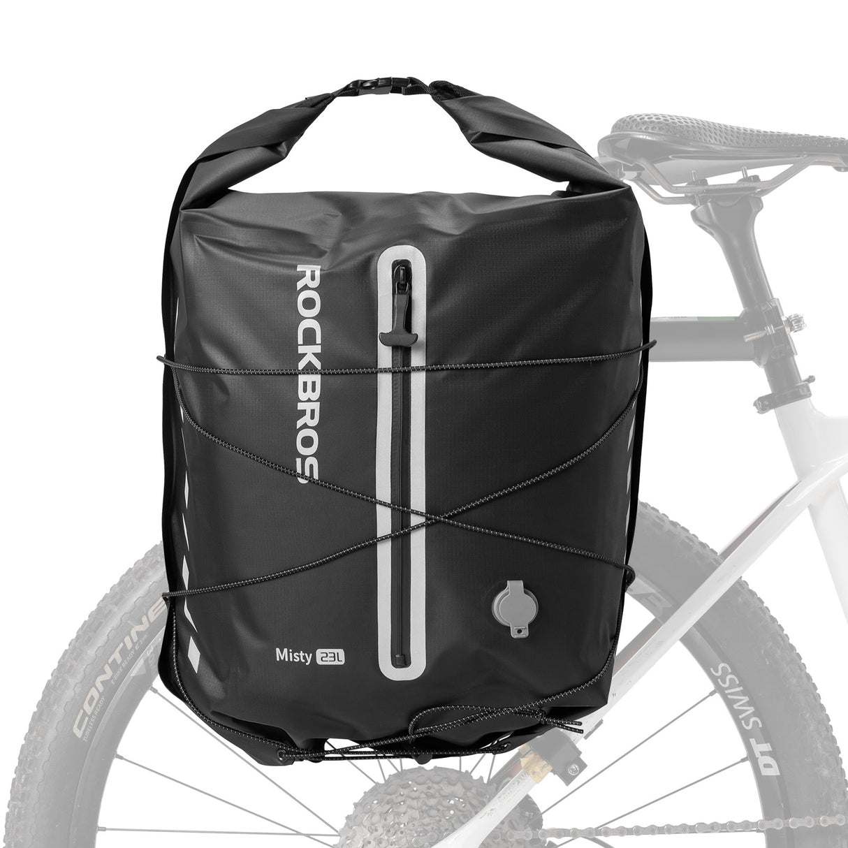 ROCKBROS 100% Wodoodporna Sakwa Rowerowa Na Bagażnik 23L z Funkcją Kompresji Próżniowej - AS-159 Torby na bagażnikCzarny