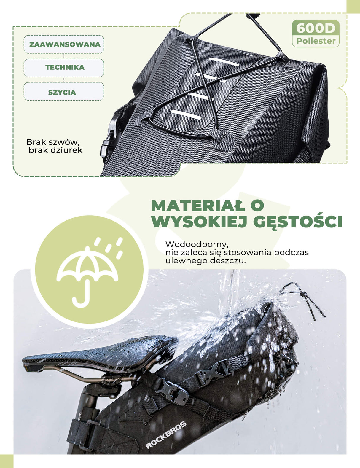 ROCKBROS Torby Podsiodłowe Wodoodporna Duża Pojemność - AS-060 Torby podsiodłowe