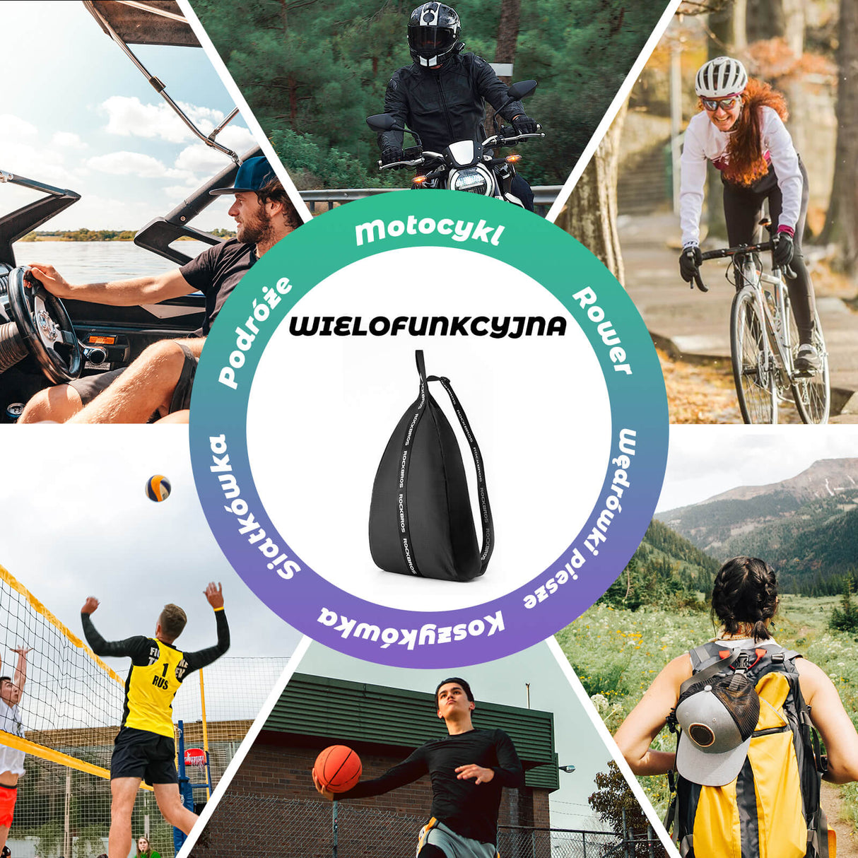 ROCKBROS Plecak na Kask z Regulowanymi Szelkami i Elementami Odblaskowymi-H34 Torby i sakwy motocyklowe