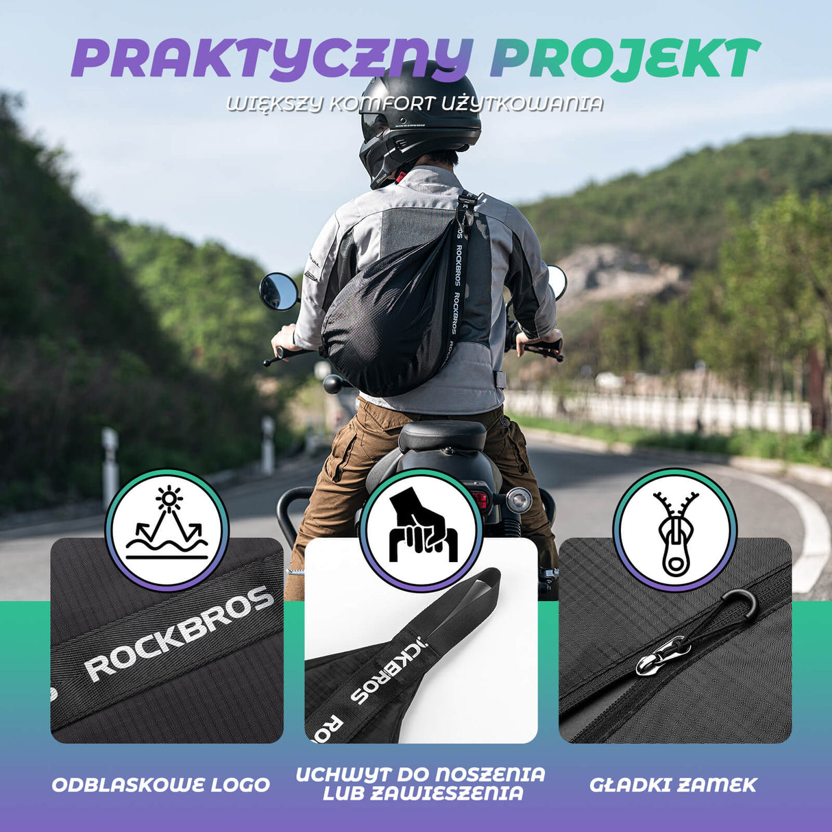 ROCKBROS Plecak na Kask z Regulowanymi Szelkami i Elementami Odblaskowymi-H34 Torby i sakwy motocyklowe