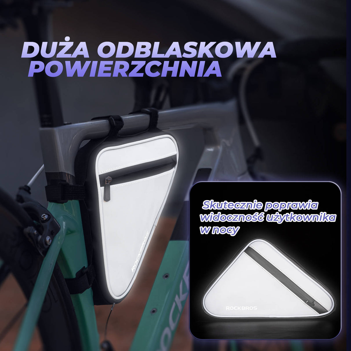ROCKBROS Torba na Ramę Roweru Odblaskowy Trójkąt 0,9L-B120 Torby na ramę
