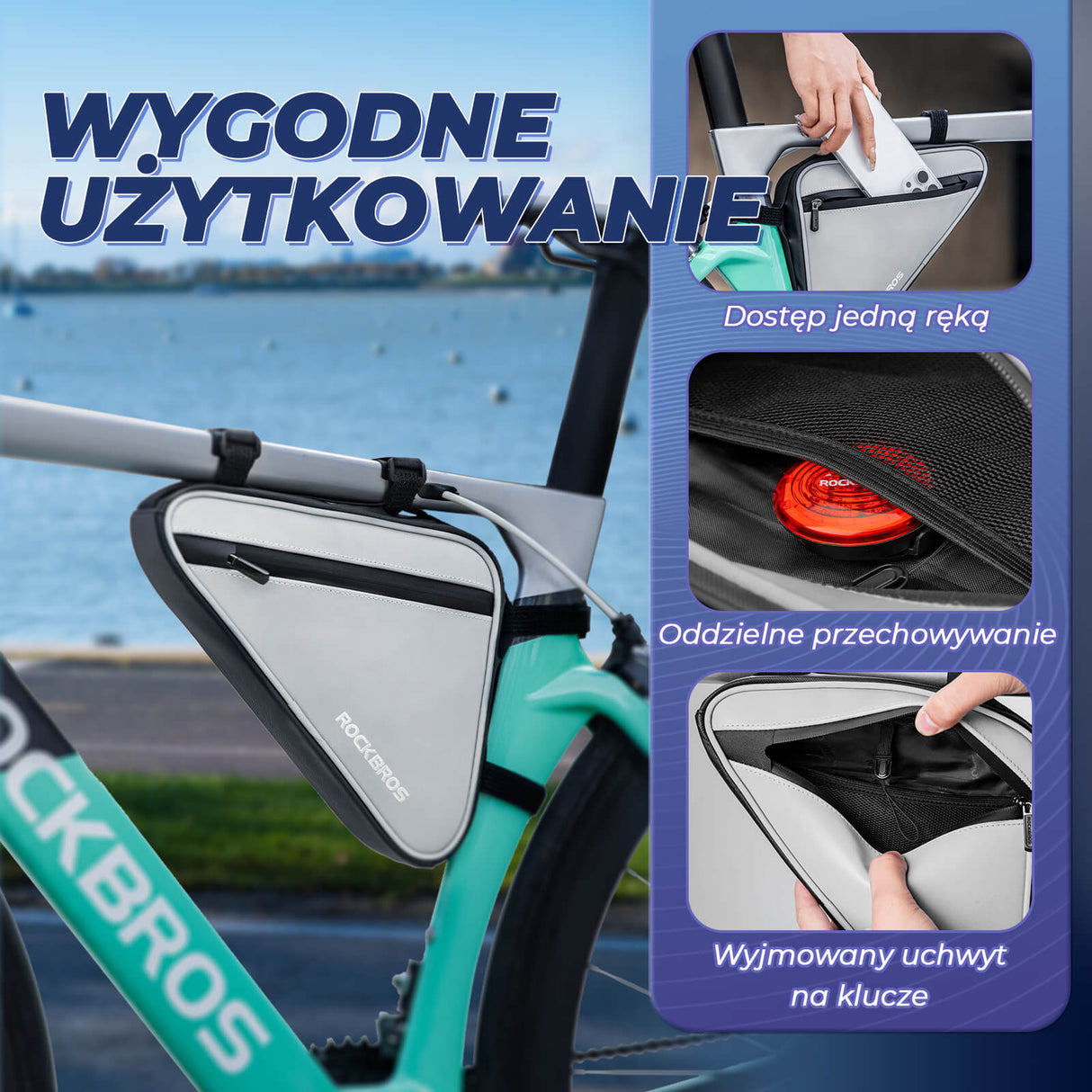 ROCKBROS Torba na Ramę Roweru Odblaskowy Trójkąt 0,9L-B120 Torby na ramę