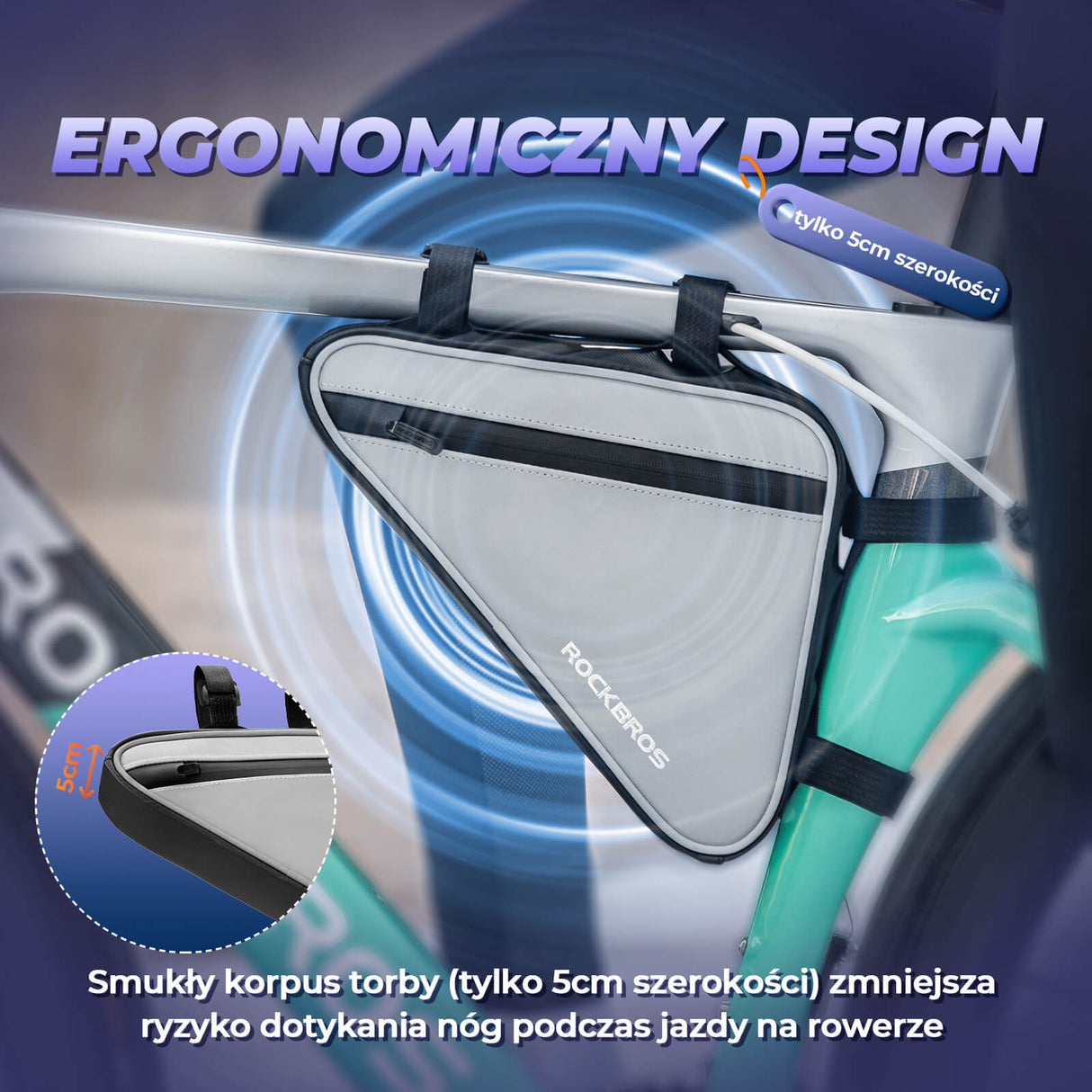 ROCKBROS Torba na Ramę Roweru Odblaskowy Trójkąt 0,9L-B120 Torby na ramę