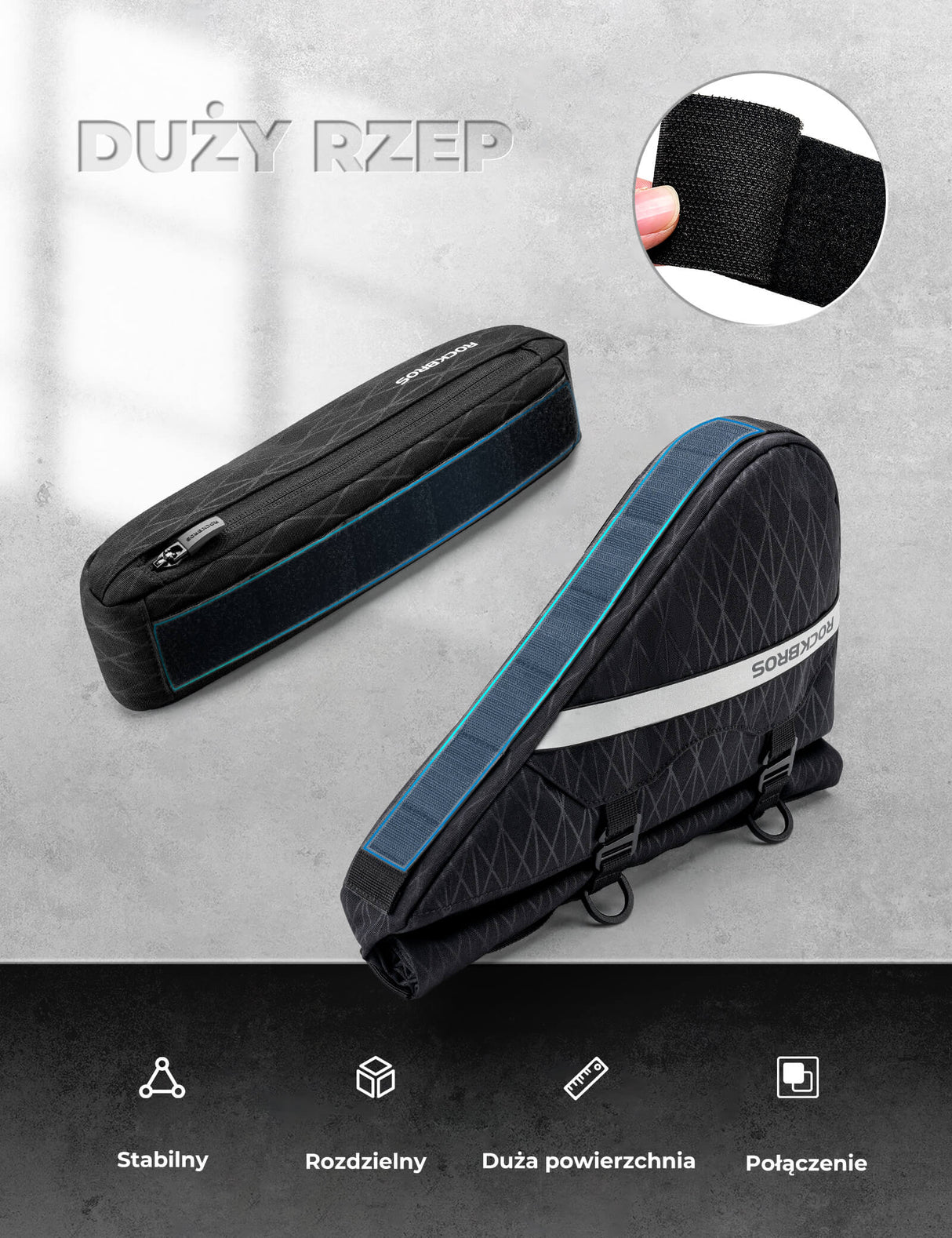 ROCKBROS Torby na ramę Zdejmowana trójkątna torba 2 w 1 -070 Torby na ramę