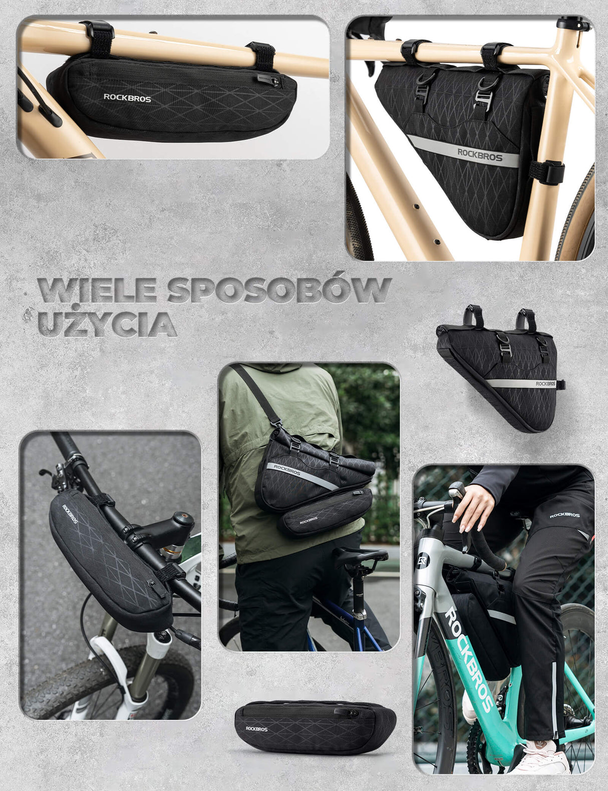 ROCKBROS Torby na ramę Zdejmowana trójkątna torba 2 w 1 -070 Torby na ramę