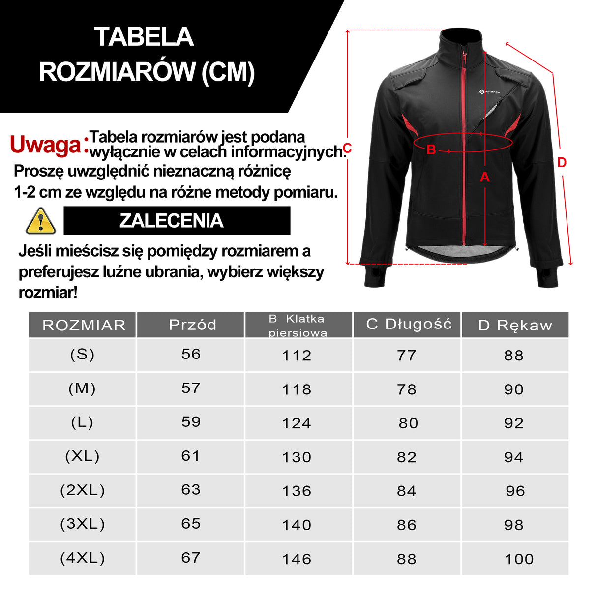 ROCKBROS Kurtka Rowerowe na Zimę Długa Wiatroszczelna Wodoodporna Męska Kurtki