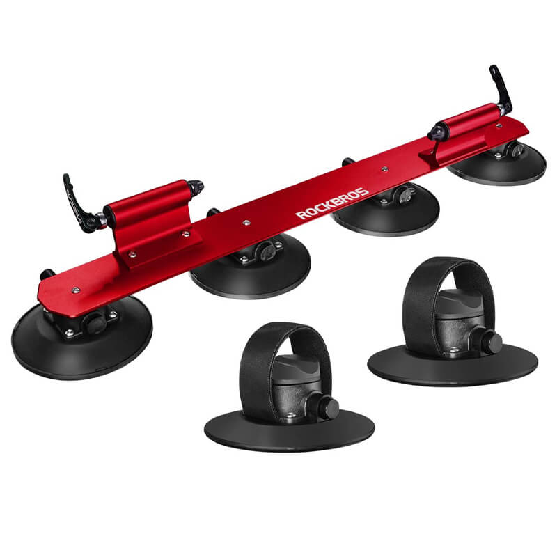 ROCKBROS Bagażnik Rowerowy z Przyssawkami Dachowy Szybki Montaż-Czerwony